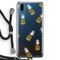 CaseCompany Ananasjes: Huawei P20 Transparant Hoesje met koord
