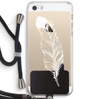 CaseCompany Pluim: iPhone 5 / 5S / SE Transparant Hoesje met koord