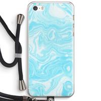 CaseCompany Waterverf blauw: iPhone 5 / 5S / SE Transparant Hoesje met koord