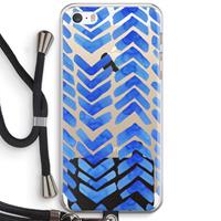 CaseCompany Blauwe pijlen: iPhone 5 / 5S / SE Transparant Hoesje met koord