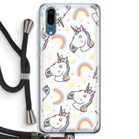 CaseCompany Rainbow Unicorn: Huawei P20 Transparant Hoesje met koord