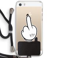 CaseCompany Middle finger white: iPhone 5 / 5S / SE Transparant Hoesje met koord