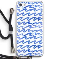 CaseCompany Blauwe golven: iPhone 5 / 5S / SE Transparant Hoesje met koord