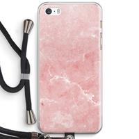 CaseCompany Roze marmer: iPhone 5 / 5S / SE Transparant Hoesje met koord