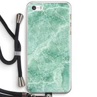 CaseCompany Groen marmer: iPhone 5 / 5S / SE Transparant Hoesje met koord