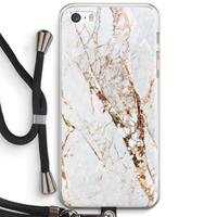 CaseCompany Goud marmer: iPhone 5 / 5S / SE Transparant Hoesje met koord