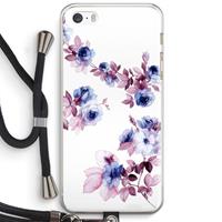 CaseCompany Waterverf bloemen: iPhone 5 / 5S / SE Transparant Hoesje met koord