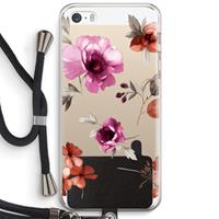 CaseCompany Geschilderde bloemen: iPhone 5 / 5S / SE Transparant Hoesje met koord