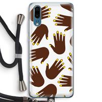 CaseCompany Hands dark: Huawei P20 Transparant Hoesje met koord