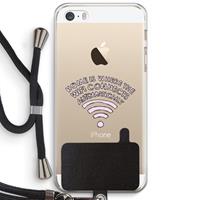 CaseCompany Home Is Where The Wifi Is: iPhone 5 / 5S / SE Transparant Hoesje met koord