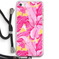 CaseCompany Pink Banana: iPhone 5 / 5S / SE Transparant Hoesje met koord