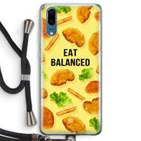 CaseCompany Eat Balanced: Huawei P20 Transparant Hoesje met koord