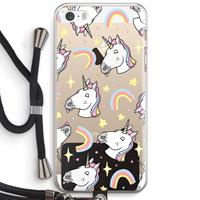 CaseCompany Rainbow Unicorn: iPhone 5 / 5S / SE Transparant Hoesje met koord