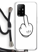 CaseCompany Middle finger white: Oppo A95 5G Transparant Hoesje met koord