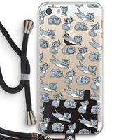 CaseCompany Poezen: iPhone 5 / 5S / SE Transparant Hoesje met koord