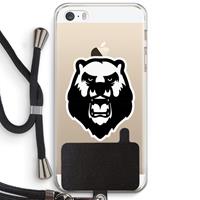 CaseCompany Angry Bear (white): iPhone 5 / 5S / SE Transparant Hoesje met koord