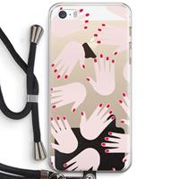 CaseCompany Hands pink: iPhone 5 / 5S / SE Transparant Hoesje met koord