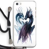 CaseCompany Yin Yang Dragons: iPhone 5 / 5S / SE Transparant Hoesje met koord