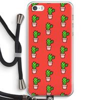 CaseCompany Mini cactus: iPhone 5 / 5S / SE Transparant Hoesje met koord