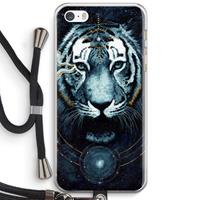 CaseCompany Darkness Tiger: iPhone 5 / 5S / SE Transparant Hoesje met koord