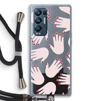 CaseCompany Hands pink: Oppo Find X3 Neo Transparant Hoesje met koord