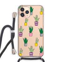 CaseCompany Sanseveria: iPhone 11 Pro Max Transparant Hoesje met koord