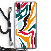 CaseCompany Colored Zebra: Huawei P20 Transparant Hoesje met koord