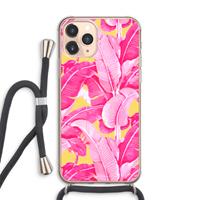 CaseCompany Pink Banana: iPhone 11 Pro Max Transparant Hoesje met koord