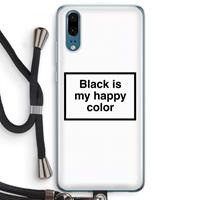 CaseCompany Black is my happy color: Huawei P20 Transparant Hoesje met koord