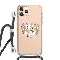 CaseCompany GRL PWR Flower: iPhone 11 Pro Max Transparant Hoesje met koord