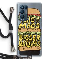 CaseCompany Big Macs Bigger Dreams: Oppo Find X3 Neo Transparant Hoesje met koord
