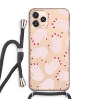 CaseCompany Hands pink: iPhone 11 Pro Max Transparant Hoesje met koord