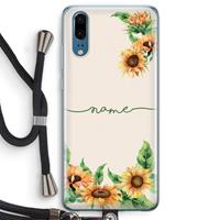 CaseCompany Zonnebloemen: Huawei P20 Transparant Hoesje met koord