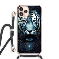 CaseCompany Darkness Tiger: iPhone 11 Pro Max Transparant Hoesje met koord