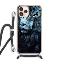 CaseCompany Darkness Lion: iPhone 11 Pro Max Transparant Hoesje met koord