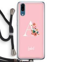 CaseCompany Pink Bouquet: Huawei P20 Transparant Hoesje met koord