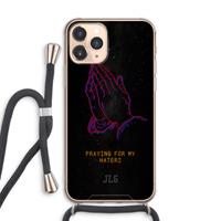 CaseCompany Praying For My Haters: iPhone 11 Pro Max Transparant Hoesje met koord