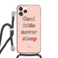 CaseCompany Cool Kids Never Sleep: iPhone 11 Pro Max Transparant Hoesje met koord