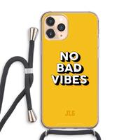 CaseCompany No Bad Vibes: iPhone 11 Pro Max Transparant Hoesje met koord