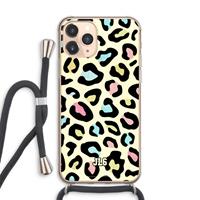 CaseCompany Leopard pattern: iPhone 11 Pro Max Transparant Hoesje met koord