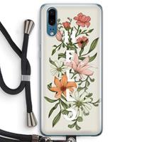 CaseCompany Hello bloemen: Huawei P20 Transparant Hoesje met koord
