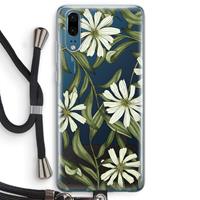 CaseCompany Wit bloemenpatroon: Huawei P20 Transparant Hoesje met koord