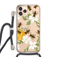 CaseCompany No flowers without bees: iPhone 11 Pro Max Transparant Hoesje met koord