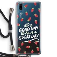 CaseCompany Don't forget to have a great day: Huawei P20 Transparant Hoesje met koord
