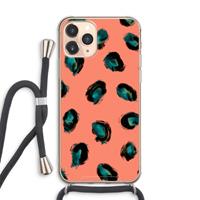 CaseCompany Pink Cheetah: iPhone 11 Pro Max Transparant Hoesje met koord