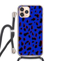 CaseCompany Blue Leopard: iPhone 11 Pro Max Transparant Hoesje met koord
