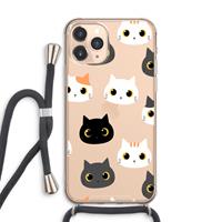 CaseCompany Katten: iPhone 11 Pro Max Transparant Hoesje met koord