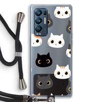 CaseCompany Katten: Oppo Find X3 Neo Transparant Hoesje met koord