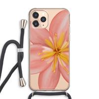 CaseCompany Pink Ellila Flower: iPhone 11 Pro Max Transparant Hoesje met koord