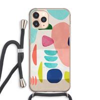 CaseCompany Bold Rounded Shapes: iPhone 11 Pro Max Transparant Hoesje met koord